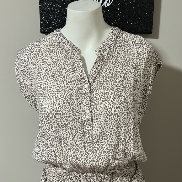 RAILS Angelina Sand Cheetah Brown White Animal Print Blouson Linen Sz S - Picture 4 of 12